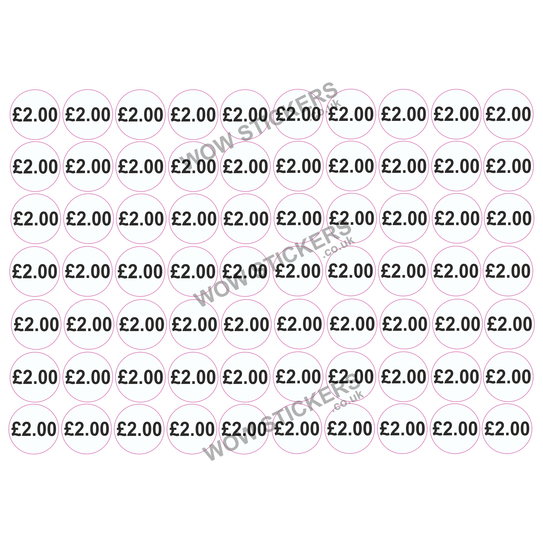 140 x £2.00 Price Tickets in White/Black (20mm Diameter)