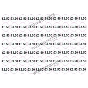 140 x £3.50 Price Tickets in White/Black (20mm Diameter)