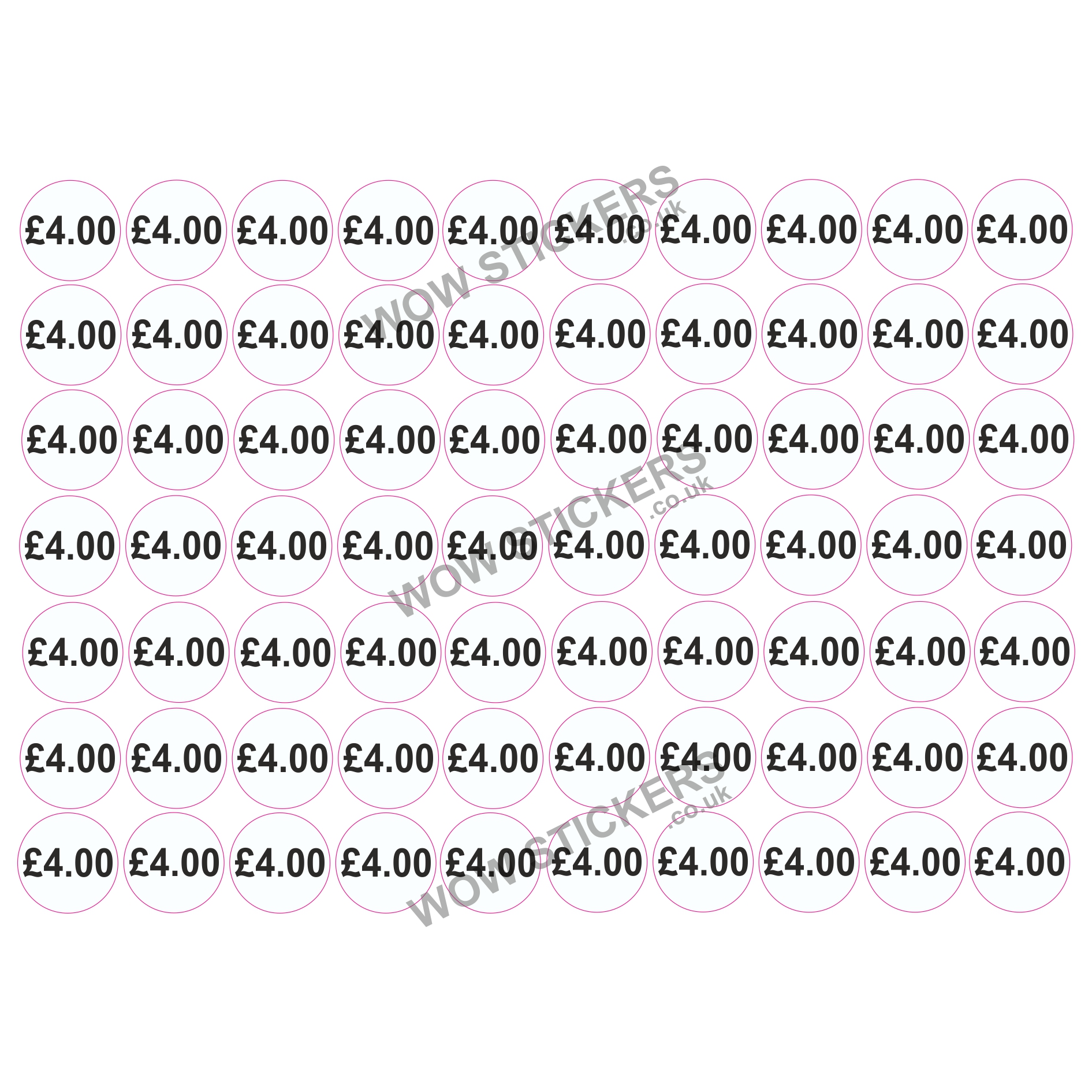 140 x £4.00 Price Tickets in White/Black (20mm Diameter)