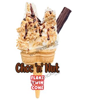 Choc 'n' Nut Twin Cone with Flake