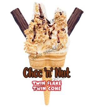 Choc 'n' Nut Twin Cone with Double Flake