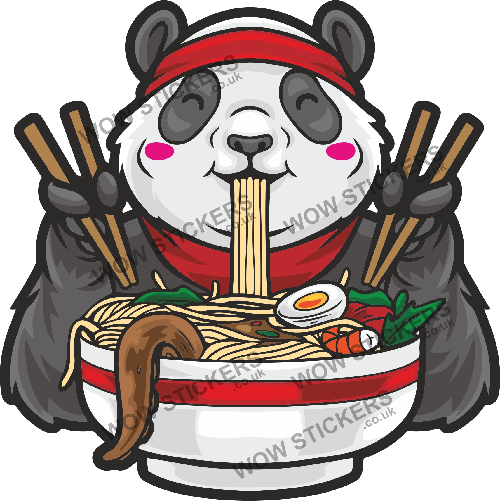 Panda with Noodles Food Mascot