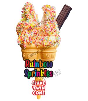 Rainbow Sprinkles Twin Cone with Flake