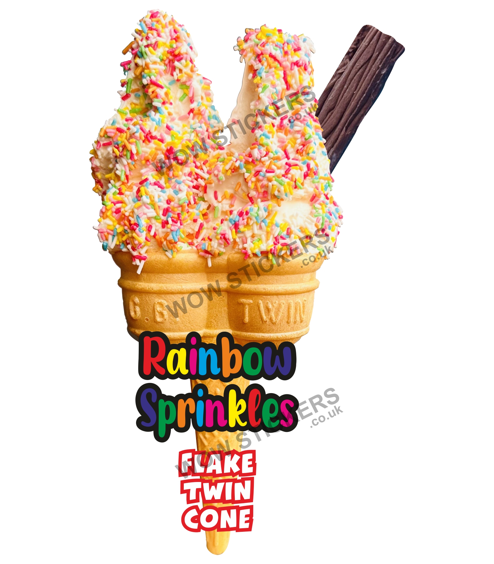 Rainbow Sprinkles Twin Cone with Flake