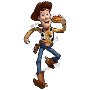 Woody from Toy Story with a Burger