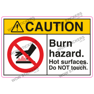 Caution Burn Hazard Health & Safety Sticker