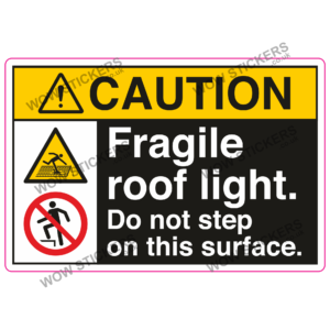 Caution Fragile Roof Light Health & Safety Sticker